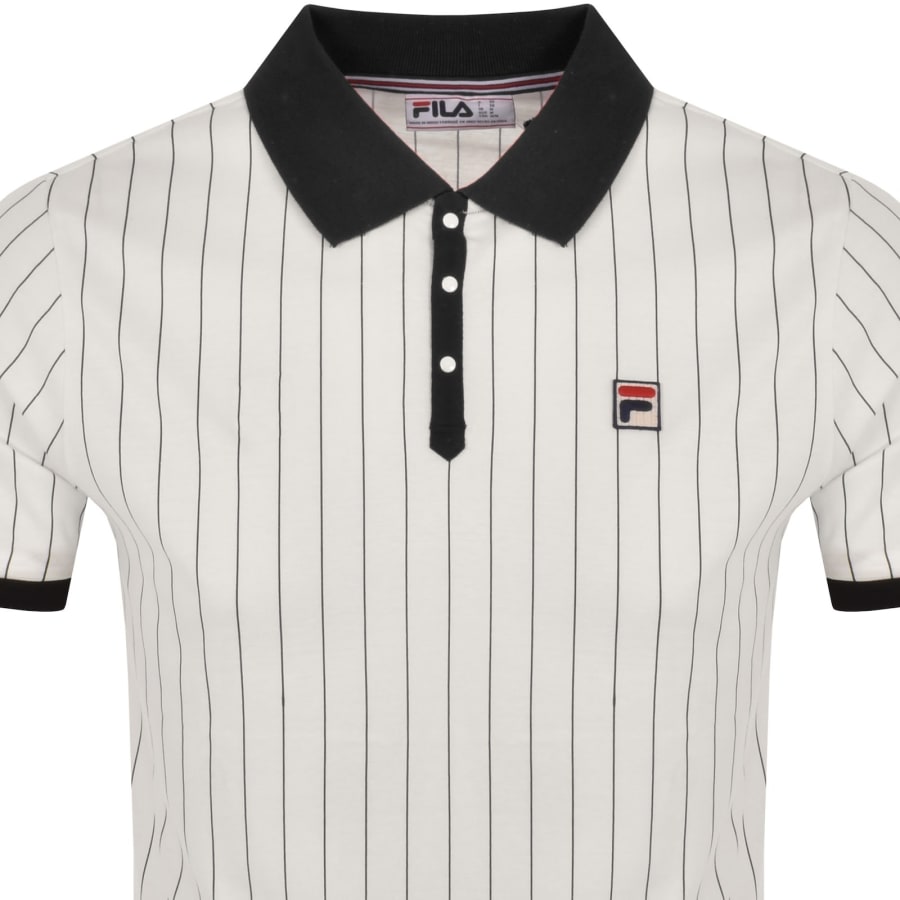 Fila Vintage Classic Stripe Polo T Shirt Cream | Mainline